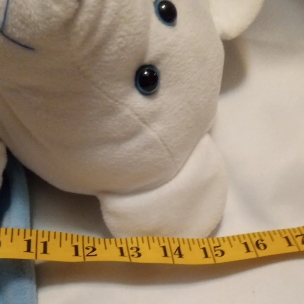 Adorable White Plush Bear with Blue Angelic Wings And Stars